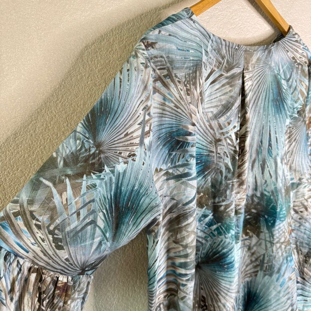 Bryn Walker Fran Top Shirt Medium Boho 100% Linen Lagenlook Beachy Coastal Palm - Picture 10 of 13